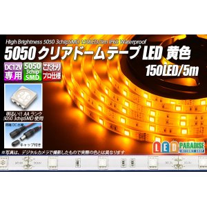 画像: 5050テープLED 30LED/m クリアドーム 黄色 5m