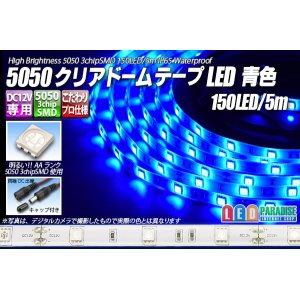 画像: 5050テープLED 30LED/m クリアドーム 青色 5m