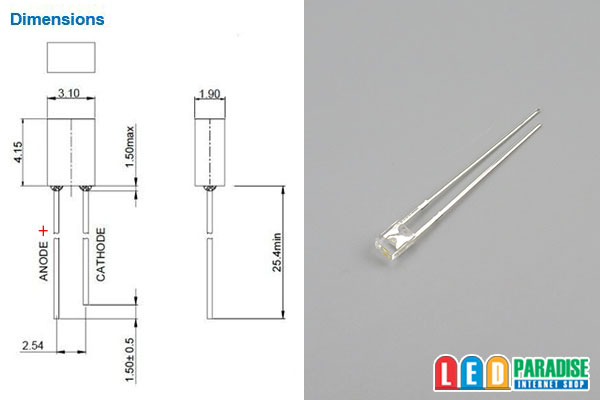 画像: 角形2.3.4電球色LED LP-234NW4SCYY