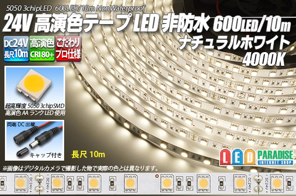 画像1: 24VテープLED 60LED/m 非防水 ナチュラルホワイト 4000K 10m